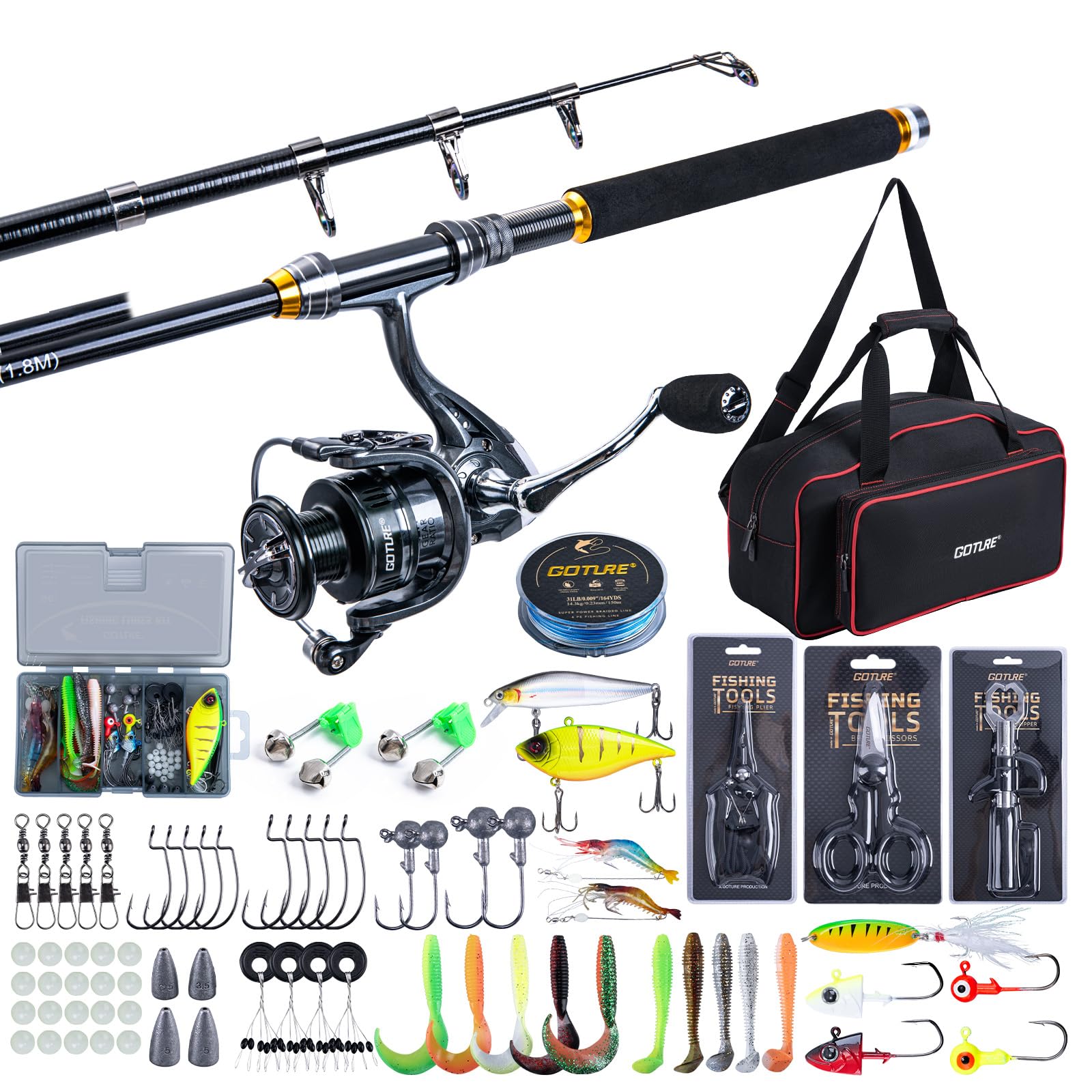 Fishing Rod Combo - Goture-combos de caña y carrete telescópico