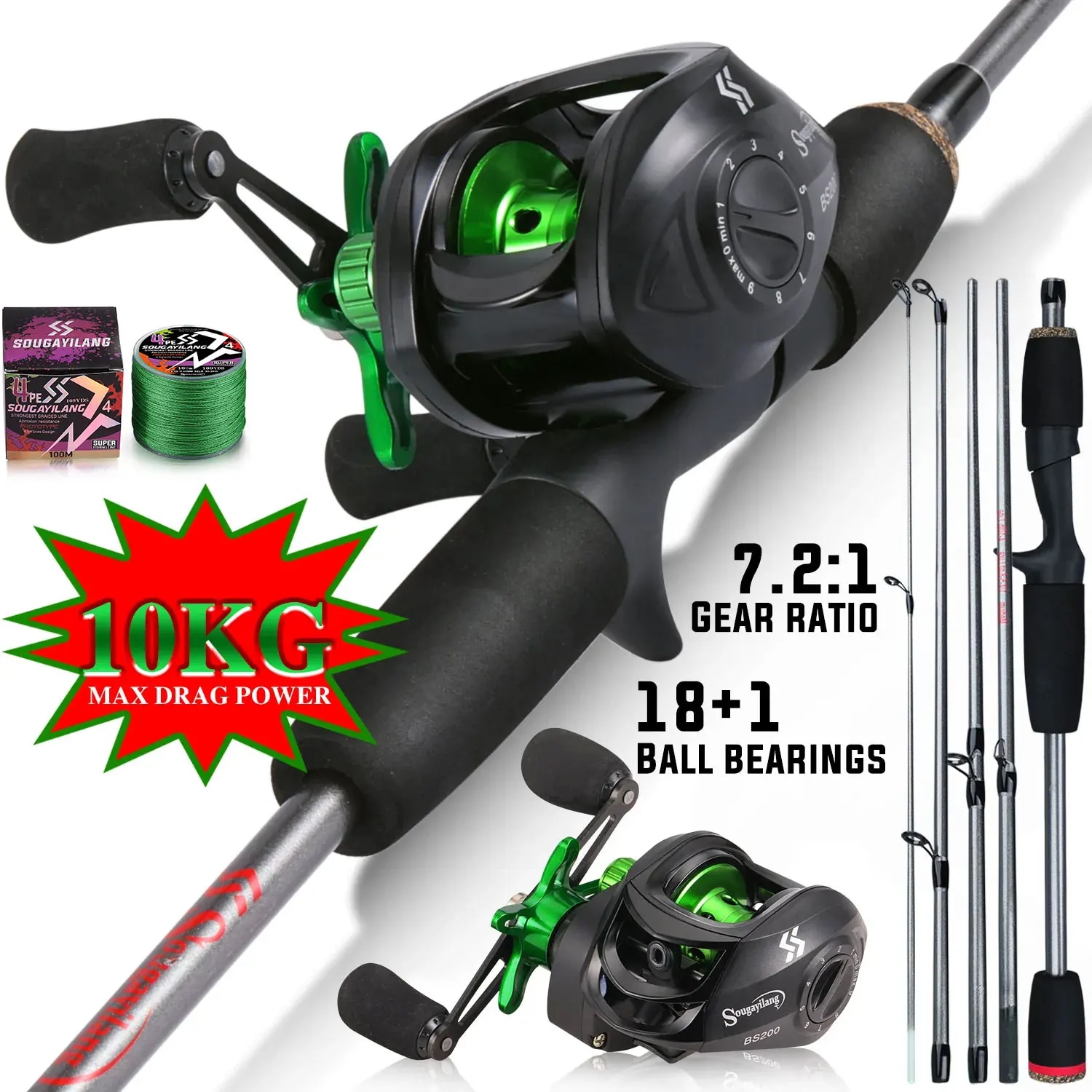 Combo de caña de pescar Sougay - Fishing Rod Carbon Fiber reseña y precio